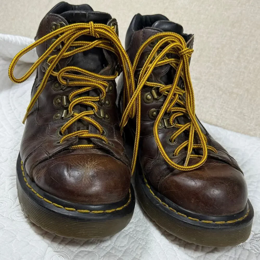 Dr Martens MeN 11 Brown 9728 Bark Brizzly Leather Hiking Boots Chunky Lace Up